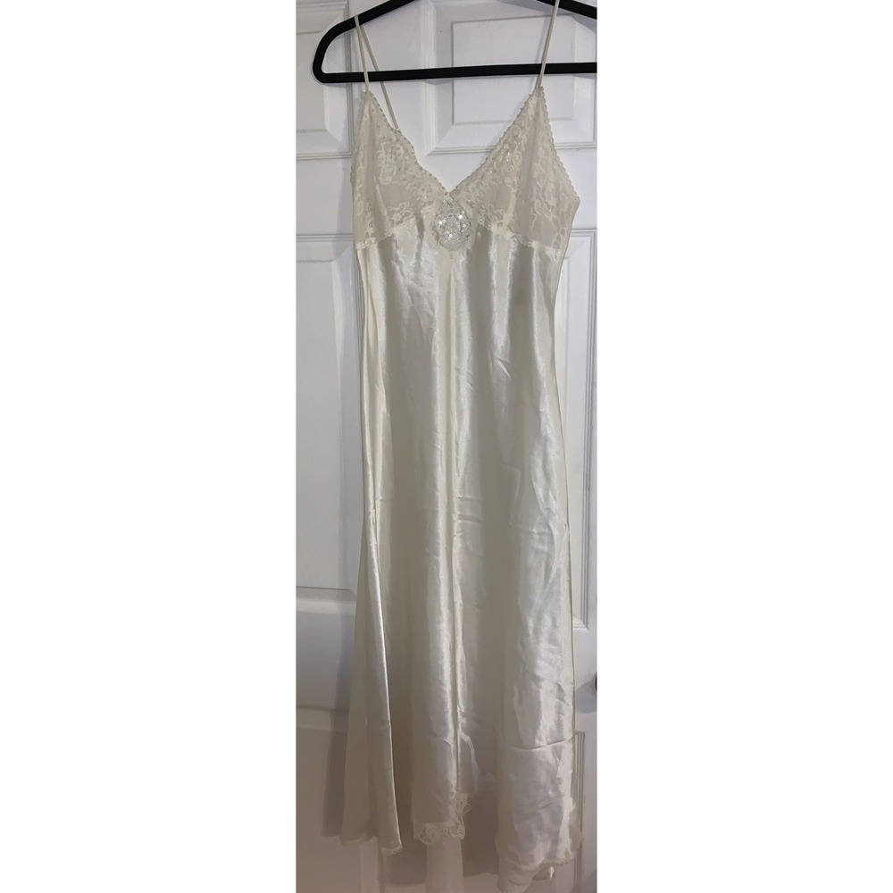 Valerie Steven White Polyester Sleep Dress Nightgown, Size Small